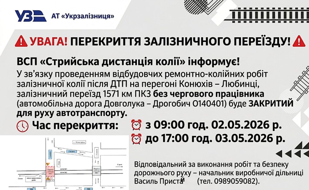 Трагедія на залізничному переїзді: Львівщина тимчасово перекриє рух